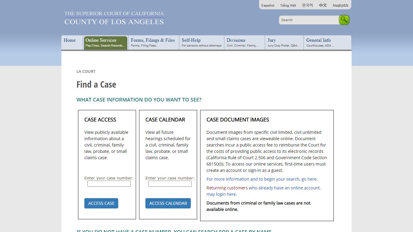 La County Court Records Search